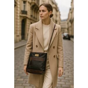 Tignanello Genuine Leather Convertible Function Frenzy Black/Dk Brown